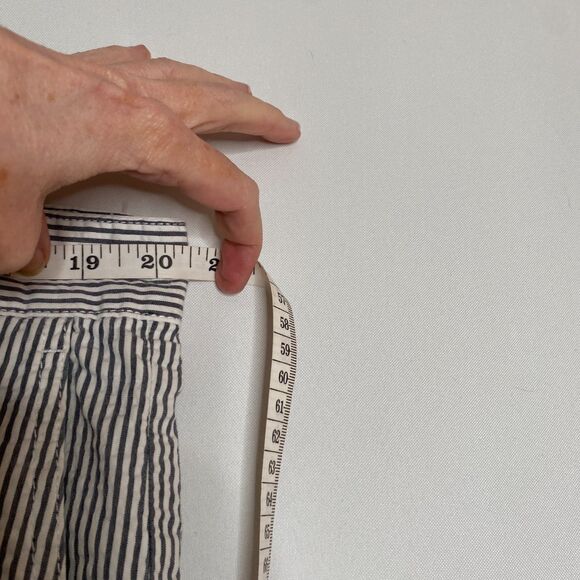 Saks Fifth Avenue Seersucker Striped Shorts Blue White Summer Casual Mens 38 - Picture 6 of 9